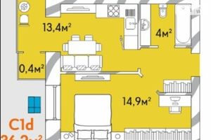 Продается 1-комнатная квартира 36.2 кв. м в Луцке