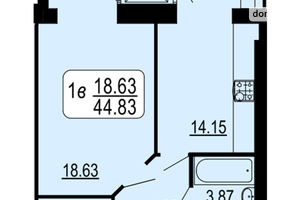 Продается 1-комнатная квартира 44.83 кв. м в Виннице
