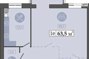 Продається 1-кімнатна квартира 63.5 кв. м у Дніпрі