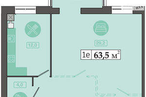Продается 1-комнатная квартира 63.5 кв. м в Днепре