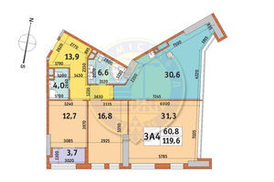 Продается 3-комнатная квартира 119.6 кв. м в Киеве