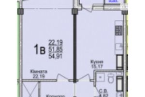 Продается 1-комнатная квартира 54.91 кв. м в Черкассах